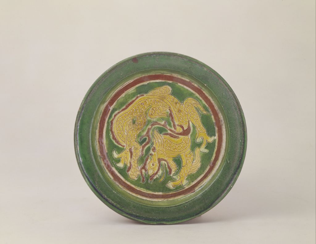 图片[2]-Three-color carved dragon plate-China Archive